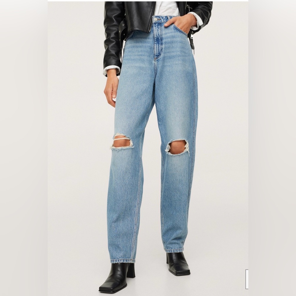Mango Light Blue Distressed Women Jeans - Picture 7 of 12